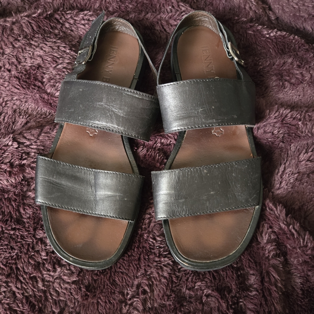 Jenny B | Black Leather Handmade Sandals Vibram Sole Sz 11.5